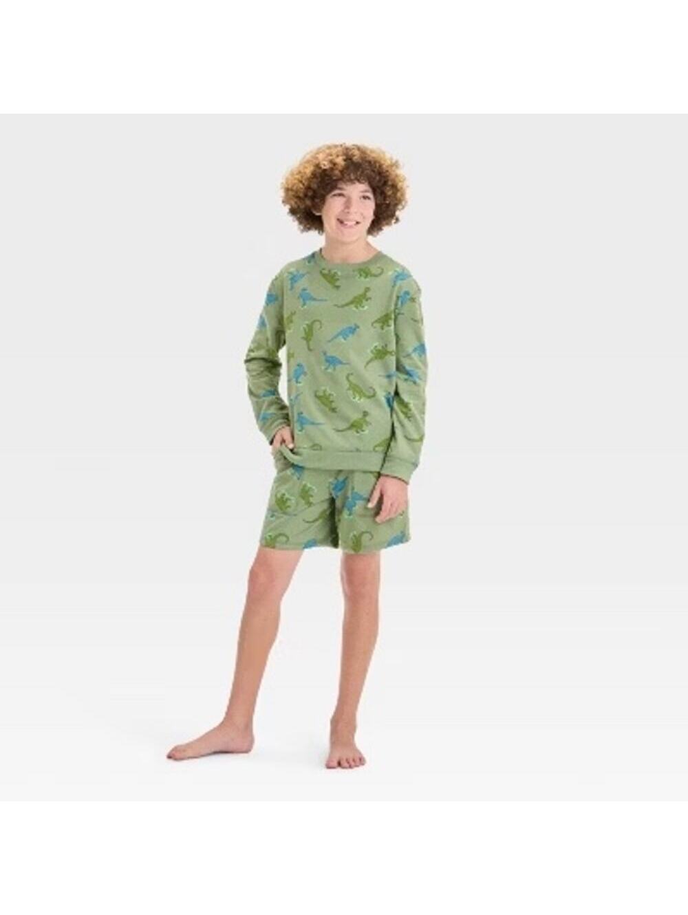 Cat & Jack NWT Boys' Dinosaur Pajama Set Green Size M (8)